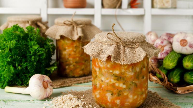 vegetable soup in jar